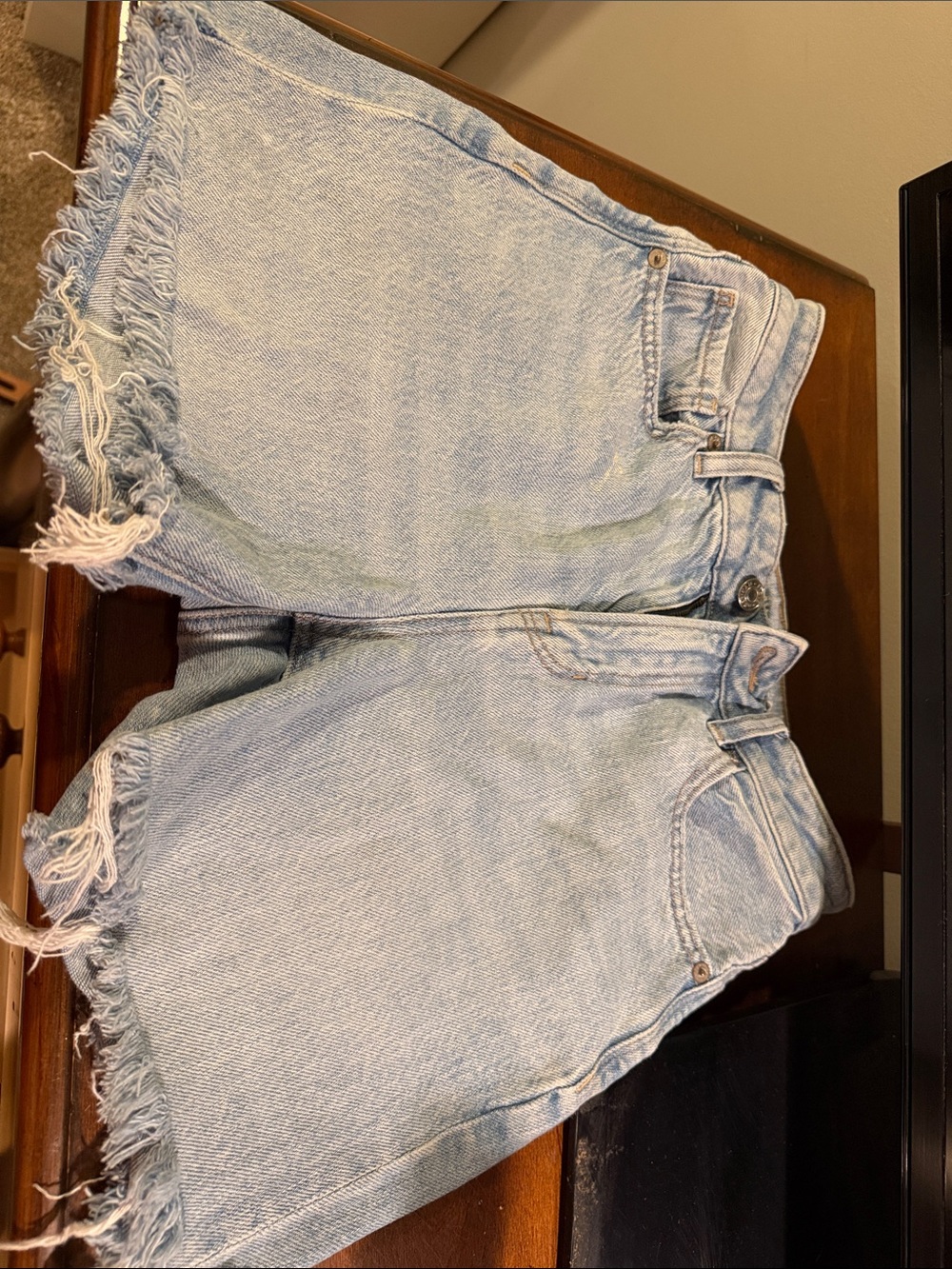 American Eagle Outfitters Light Blue Distressed Denim Shorts